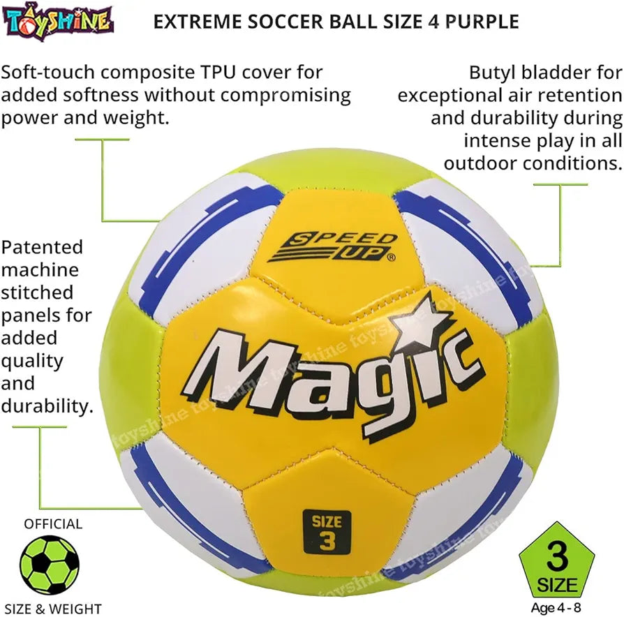 Magic Kids Football Soccer Educational Toy Ball Size 3, 4-8 Year Kids Toy Gift Sports - Yellow