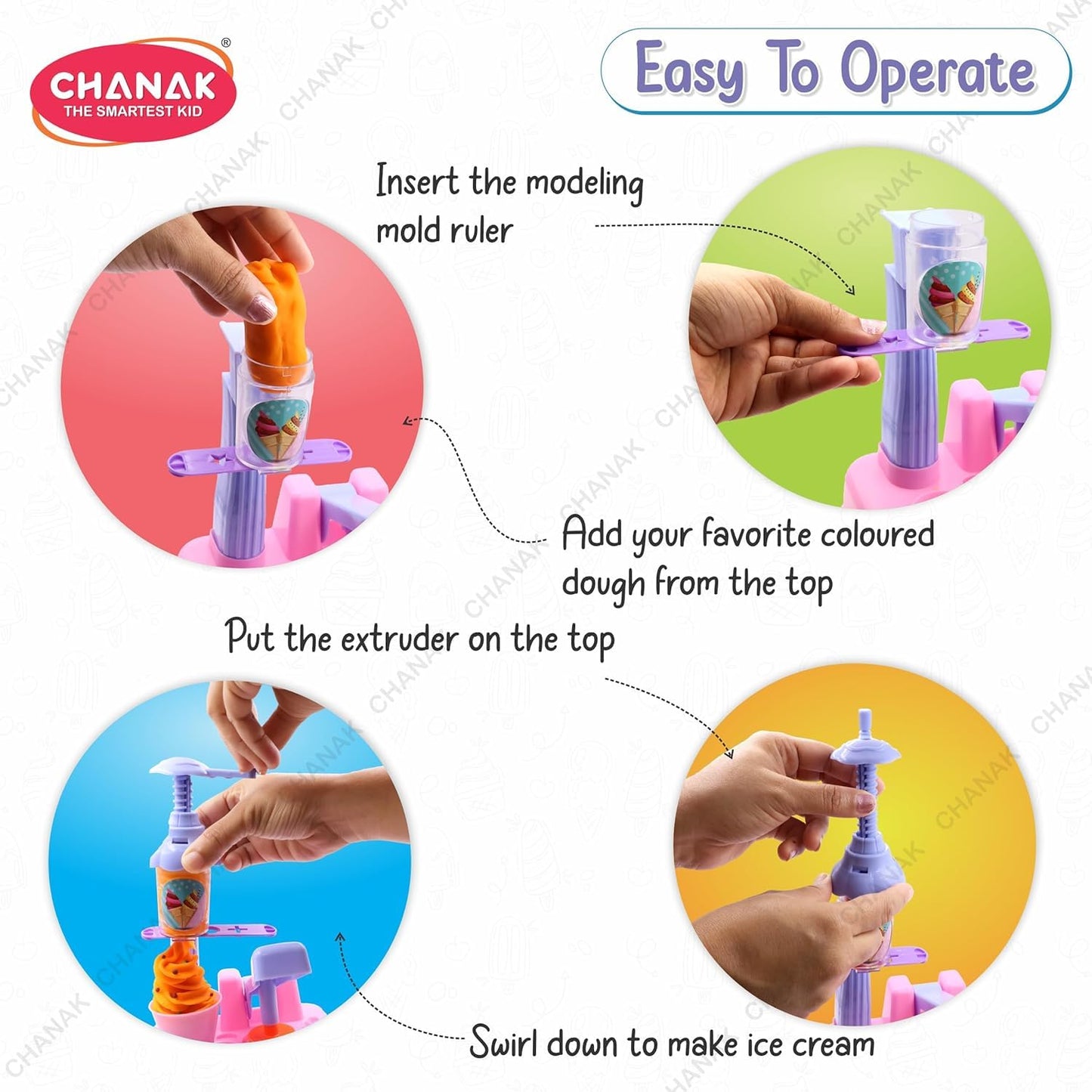 Scoop 'n' Play Clay Dough Ice Cream Maker Set for Kids, Safe Non-Toxic Dough Ice Cream Maker