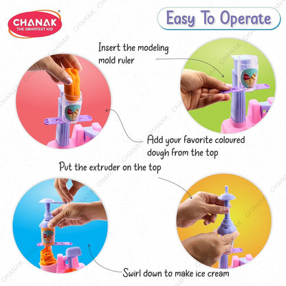 Scoop 'n' Play Clay Dough Ice Cream Maker Set for Kids, Safe Non-Toxic Dough Ice Cream Maker