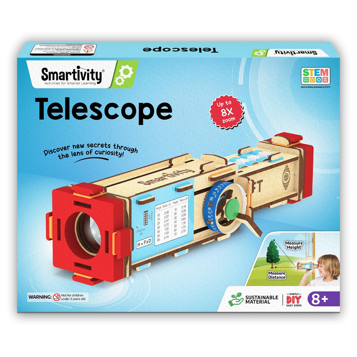 Smartivity Telescope Toy for Kids Age 8, 9, 10, 11, 12, 13, 14 Years Old | Measure Height & Distance | Birthday Gift for Boys & Girls | DIY Science...