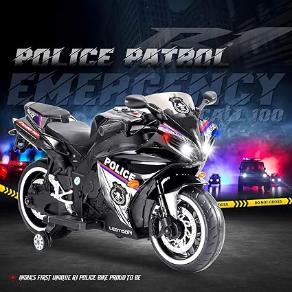 Parultoys R1 Police Sports Ride on Battery Bike for 3-7 Years Kids/Children/Toddlers/Boys/Girls with 12V Battery Operated/Music System/Working...