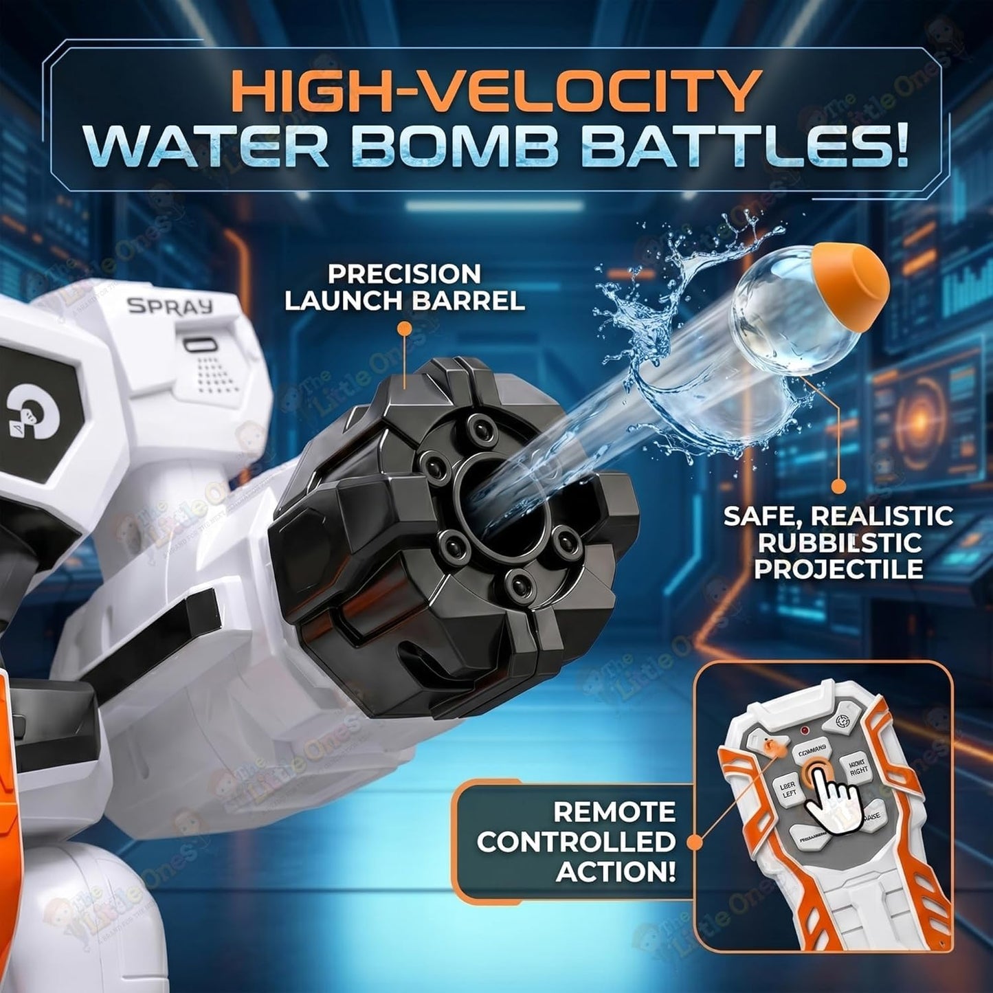 RC Robot Toy | 2.4GHz Remote Control | Mist Spray, Soft Foam Projectile Launcher & LED Lights | Rechargeable Interactive Robot Toy for Boys & Girls...