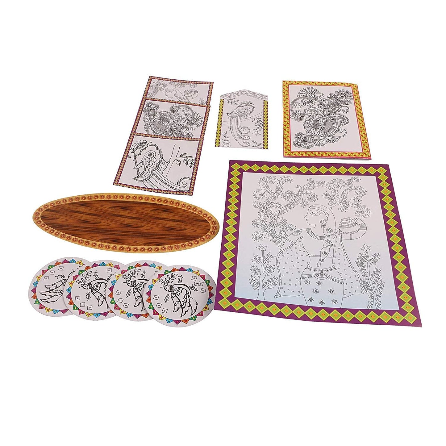 Madhubani Art, Madhubani Painting Set, Art Kit for Kids Traditional and Contemporary Multi Color