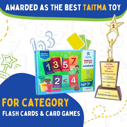 Dough Art Kit, Long Lasting Soft and Non-Toxic Educational Clay, 32 Flash Cards with 4 Dough Boxes, Early