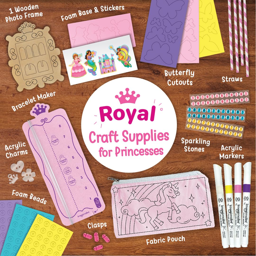 Imagimake Princess Craft Kit | 10 Mess-Free Activities | DIY Flat Bead Bracelets