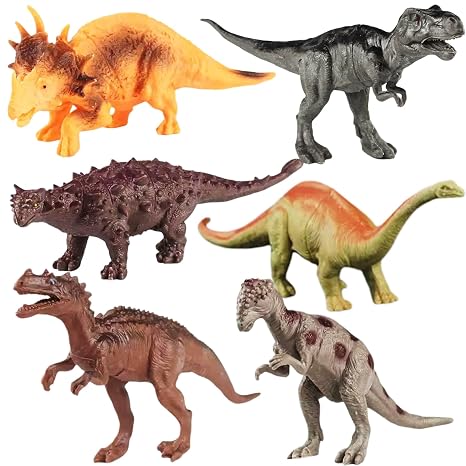 SHAKTISM Dinosaur Toys Set, 6 Pieces Realistic Figures, Educational Pretend Play Set for Kids 3+ Years (Dinosaur 6Pc D1)