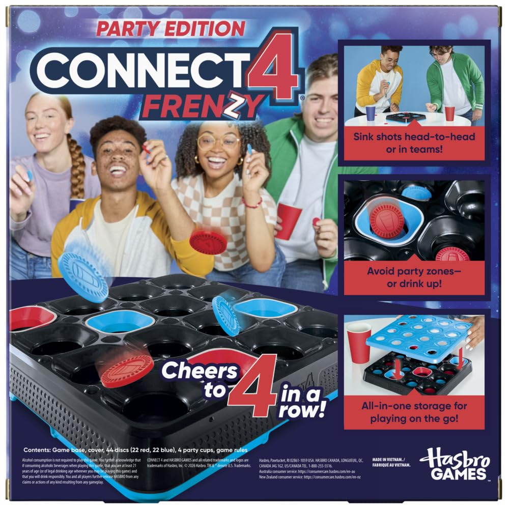 Connect 4 Frenzy Party Edition Game for Adults Only | Bounce Discs and Take Sips | Ages 21+ | 2 to 6 Players | 10 Mins. | Fun Adult Game Nights