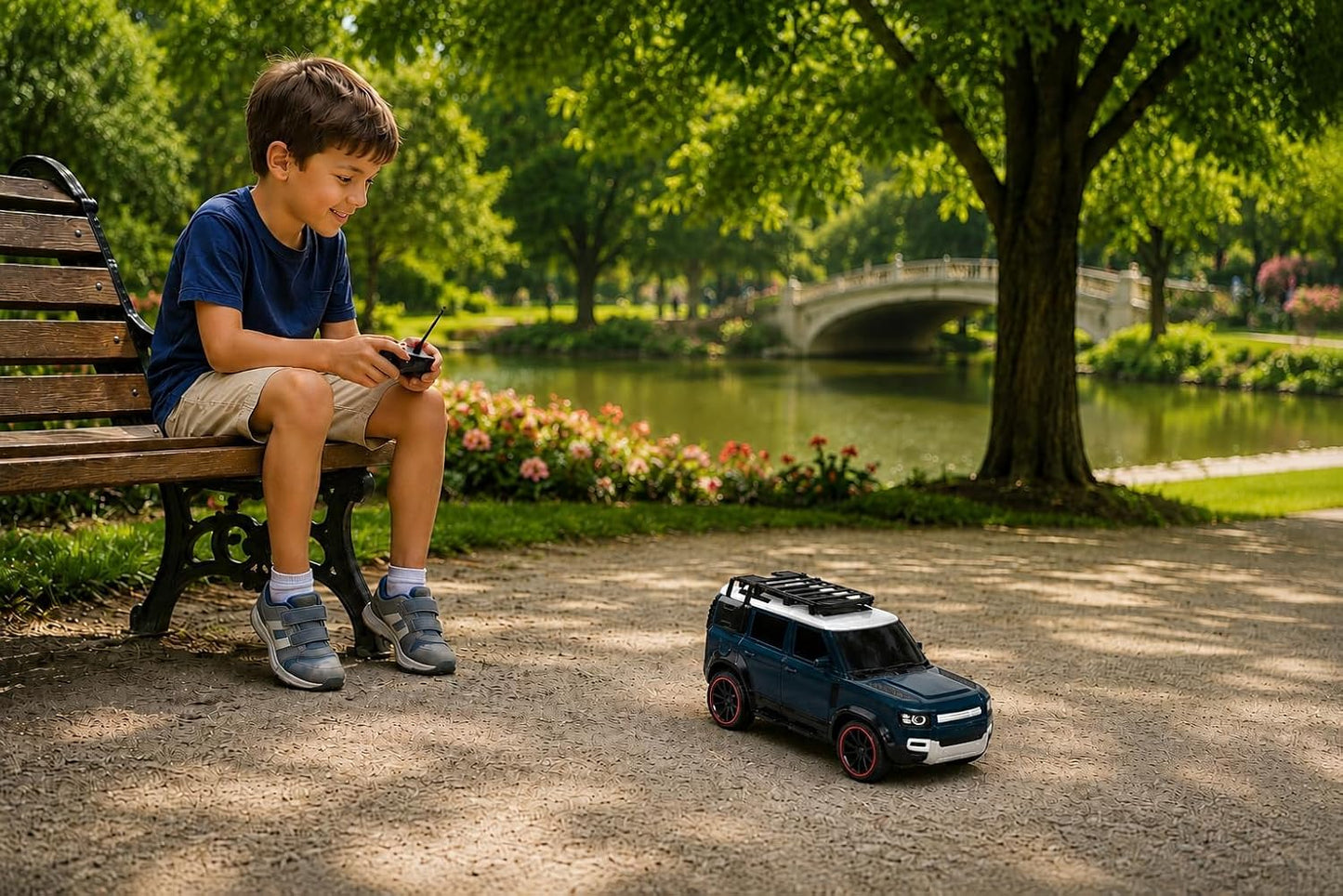 Braintastic RC Defender Remote Control Off-Road SUV Car for Kids, 2.4GHz Rechargeable RC Toy Car with LED Lights, Full Function, High-Speed Racing Vehicle...
