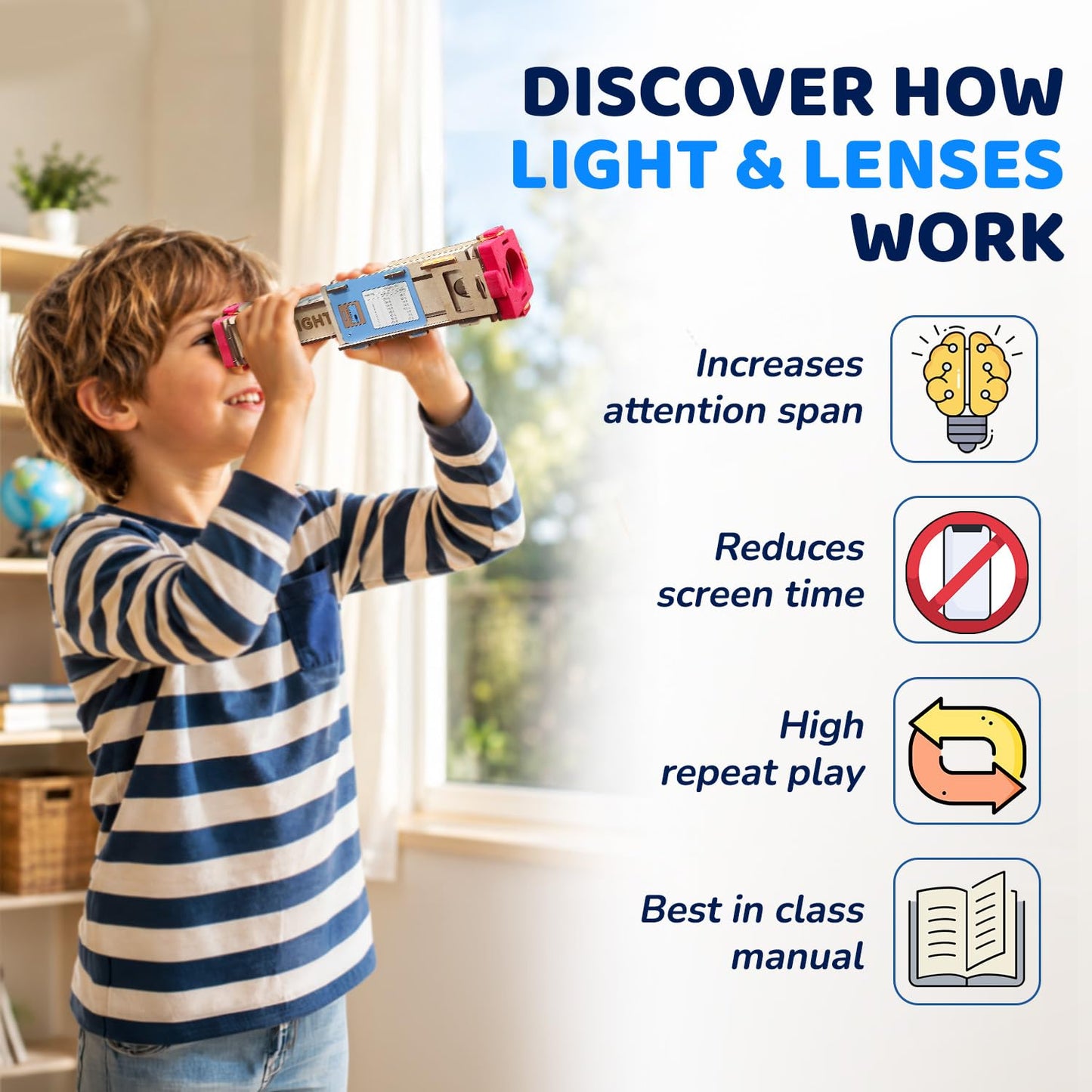 Smartivity Telescope Toy for Kids Age 8, 9, 10, 11, 12, 13, 14 Years Old | Measure Height & Distance | Birthday Gift for Boys & Girls | DIY Science...