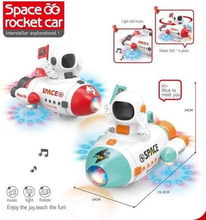 Space Rocket Car Robot with Colorful Lights, Music, All Direction Movement, Space Rocket Car Astronaut Model with Lights Music and Sound for Kids - Multicolor