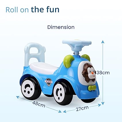 LuvLap Sunny Ride on & Car for Kids with Music & Horn Steering, Push Car for Baby with Backrest, Safety Guard, Under Seat Storage & Big Wheels, Ride on for Kids 1 to 3 Years Upto 25 Kgs (Blue)