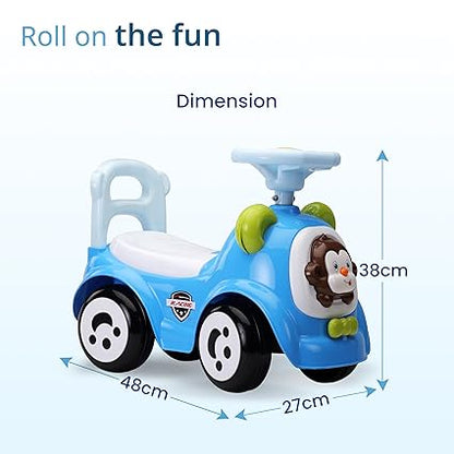 LuvLap Sunny Ride on & Car for Kids with Music & Horn Steering, Push Car for Baby with Backrest, Safety Guard, Under Seat Storage & Big Wheels, Ride on for Kids 1 to 3 Years Upto 25 Kgs (Blue)