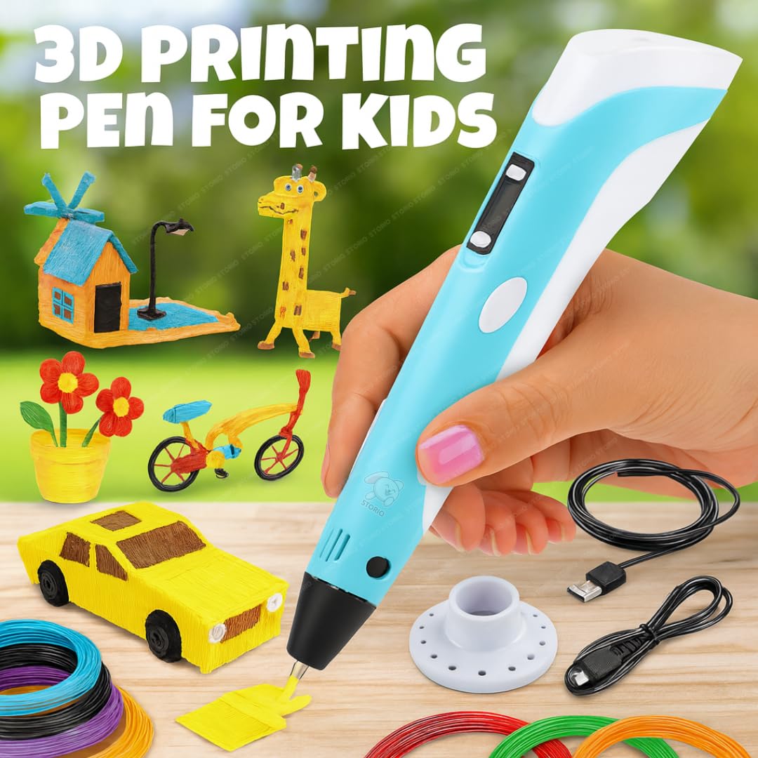3D Pen with Adapter| 3D Pen for Kids| 3D Pen with 3 * 1.75MM PLA Filaments 10m Each