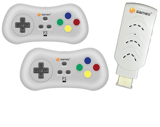 Sameo Micro Genius 2.0 8-Bit HDMI Gaming Console | 800 Built-in HD Games | Plug & Play TV Game Stick | 2 Wireless Controllers | HDMI Compatible | BIS...