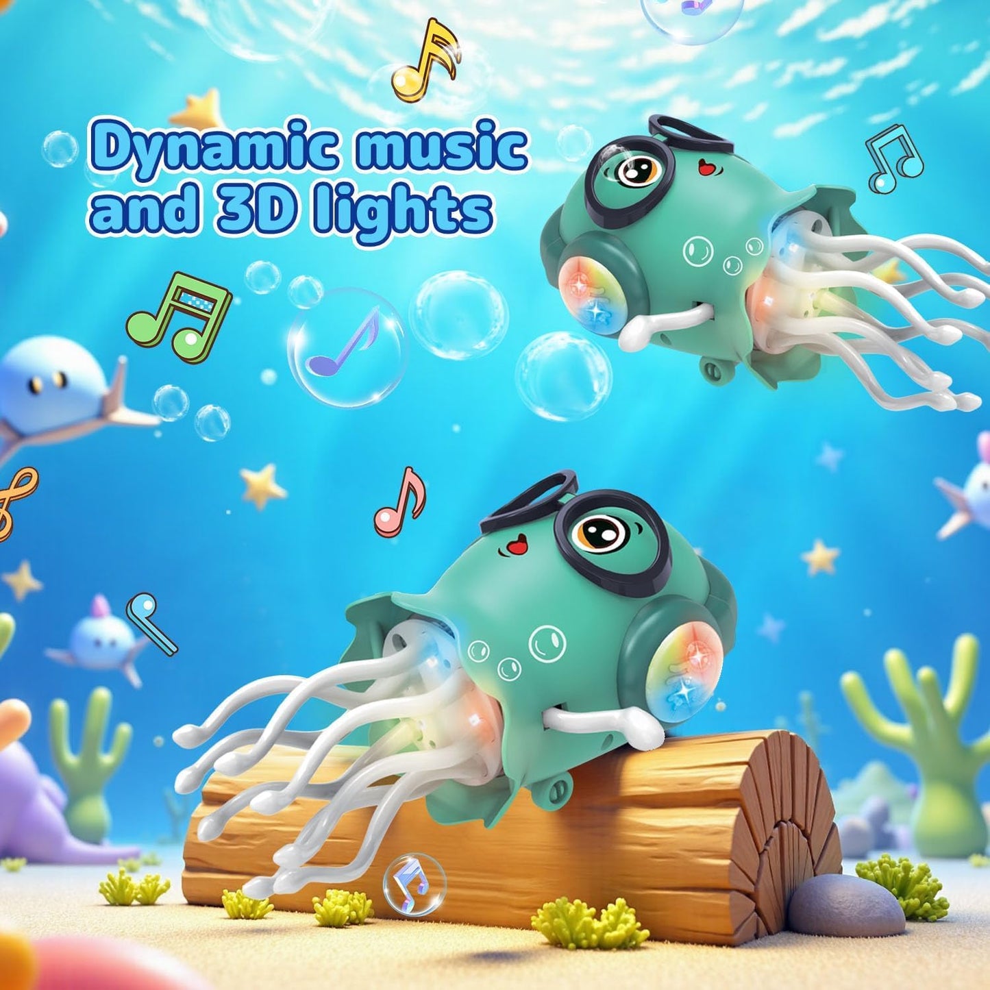 MANVI Octopus Toy for Kids, Wind-up Key Operated Dancing Jellyfish, Interactive Sensory Development for Infants & Kids, Crazy Crawling Toy (ELECTRICK...