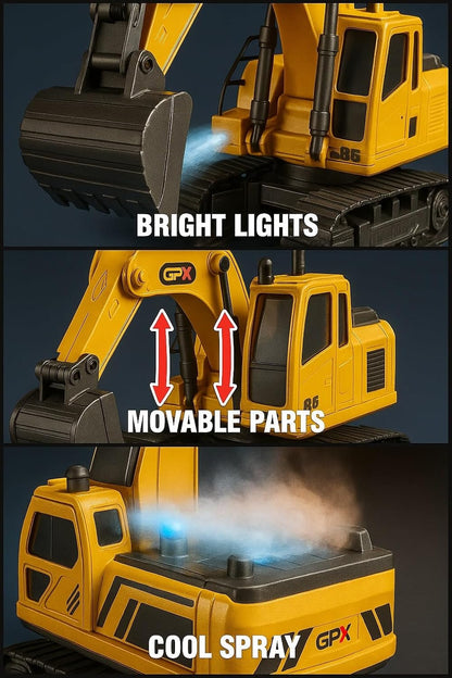 KIDZ KOLLECTION Chargeable JCB Excavator Toy for Kids | Construction Model Car with LED Lights & Smoke Effect | 360° Rotation | Heavy Duty Plastic | 3+...