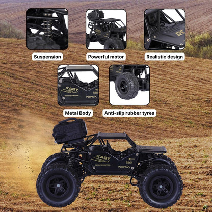 Royals hub Rock Crawler Car with Smoke Offroader Rc Car High Speed 5 Functions 1:16 RC Car with Smoke Fog Styled Climbing Monster Truck Rechargeable Remote...