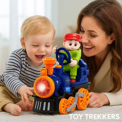 TOY TREKKER’S Kids Electric Spray Steam Train Toy with Lights & Music – Battery-Operated Cartoon Locomotive, Mist Spray Engine for Boys & Girls Ages 3-8