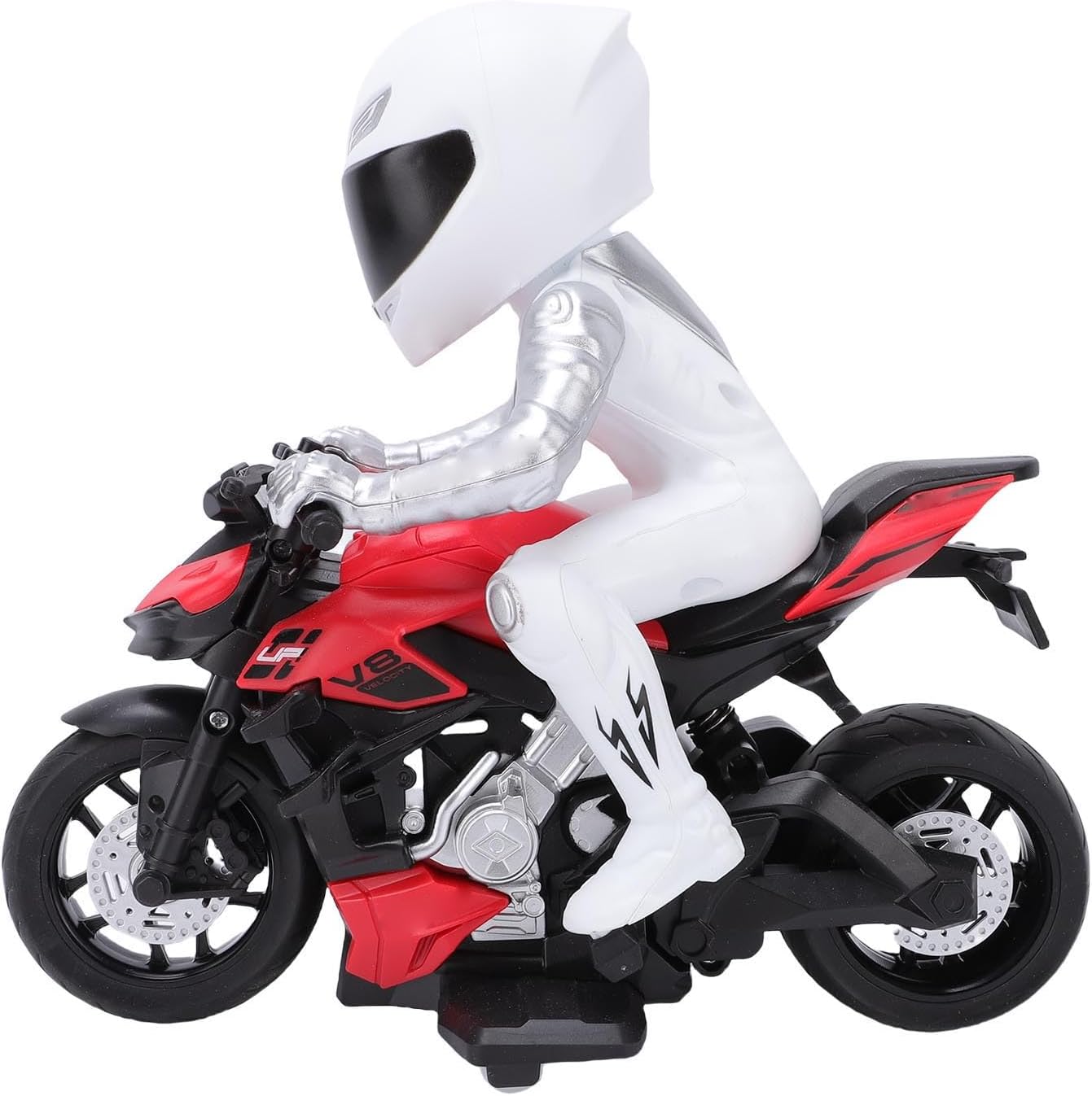 Naroote RC Motorcycle, High Speed RC Stunt Motorcycle Toy with Cool Light Effects and Powerful Electric Motor, Flexible Handling, for Stunt Enthusiasts (Red)