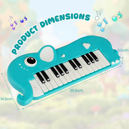 HONEY JOY 25-Key Kids Piano Keyboard, Elephant Shape Toy Digital Piano with Built-in Music & Light, Portable Musical Instrument, Musical Learning Toy...