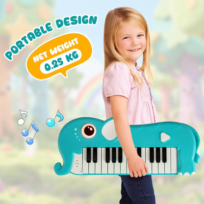 HONEY JOY 25-Key Kids Piano Keyboard, Elephant Shape Toy Digital Piano with Built-in Music & Light, Portable Musical Instrument, Musical Learning Toy...