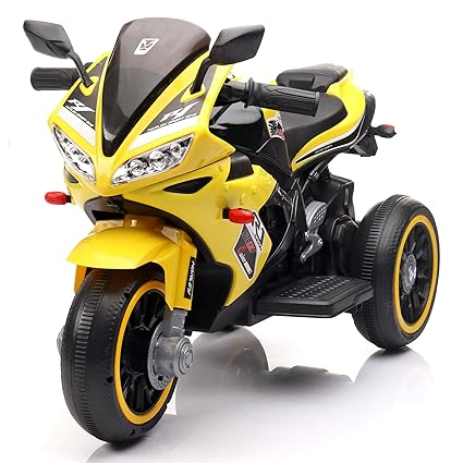 Leotoon Harley Quinn 3W Bike| 6V/5AH Battery | 6V/17000 RPM Motor | Hand Accelerator | USB/MP3 Interface | Educational Rhymes | LED Light | English Music | BIS Certified | (Yellow) (3-6 Years)