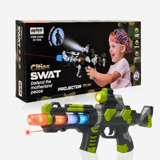 Gooyo GY-7037 Projector Toy Gun with 3D Multi Projections, Vibrant Light & Sound Effects | Toy Gun for Kids | Musical Toy Gun | Multi Color | 3xAA...