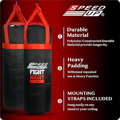 SPEED UP Fight Night Junior Plus Boxing Set, Boxing Kit for Kids with Punch Bag & Gloves