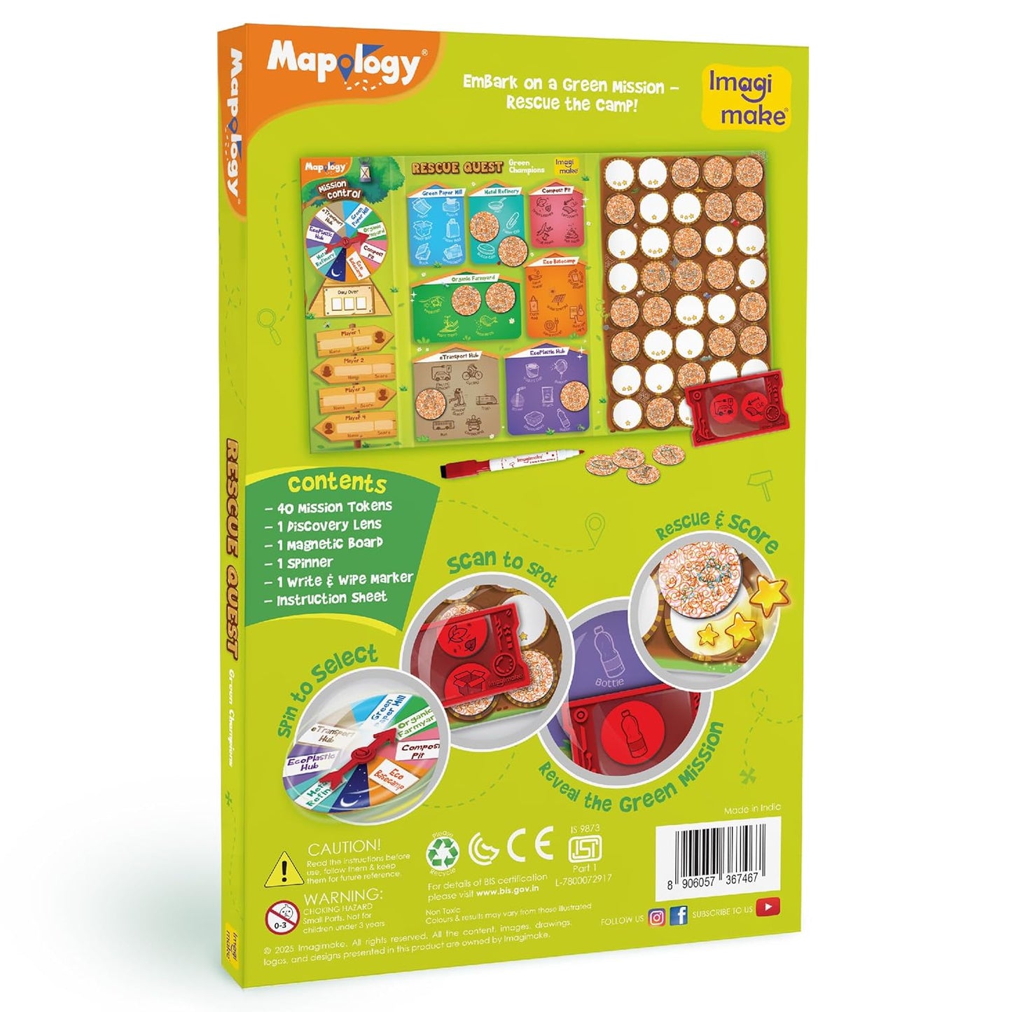 Imagimake Rescue Quest–Green Champions | Spin, Discover & Rescue Green Missions | Educational Fun Board Games for Friends & Family Night