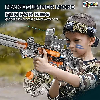 UMP45 Submachine Design Electric Automatic Water Gun Toy with Light, Powerful Rechargeable Squirt Holi Water Toy Gun Outdoor Play Kids Girls Boys 4+, Black