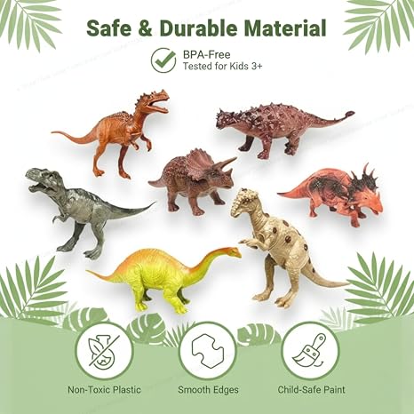 SHAKTISM Dinosaur Toys Set, 6 Pieces Realistic Figures, Educational Pretend Play Set for Kids 3+ Years (Dinosaur 6Pc D1)