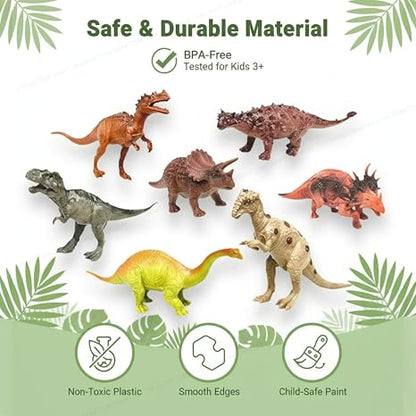 SHAKTISM Dinosaur Toys Set, 6 Pieces Realistic Figures, Educational Pretend Play Set for Kids 3+ Years (Dinosaur 6Pc D1)