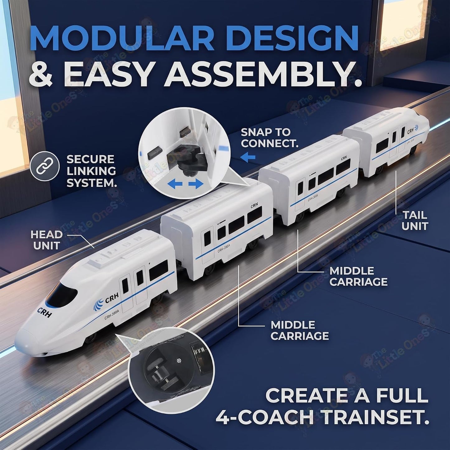 The Little Ones Remote Control Train Set - RC Toy Train with Track Set for Kids Boys & Girls Train Set Toys with Light Sound & Spray Flashing Light,...