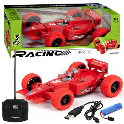 SHAKTISM Remote Control F1 Stunt Racing Car for Kids – 360° Rotating RC Car with LED Wheels, Rechargeable Battery, 2.4GHz Controller, Fast Racing Toy Car...