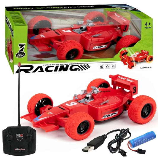 SHAKTISM Remote Control F1 Stunt Racing Car for Kids – 360° Rotating RC Car with LED Wheels, Rechargeable Battery, 2.4GHz Controller, Fast Racing Toy Car...