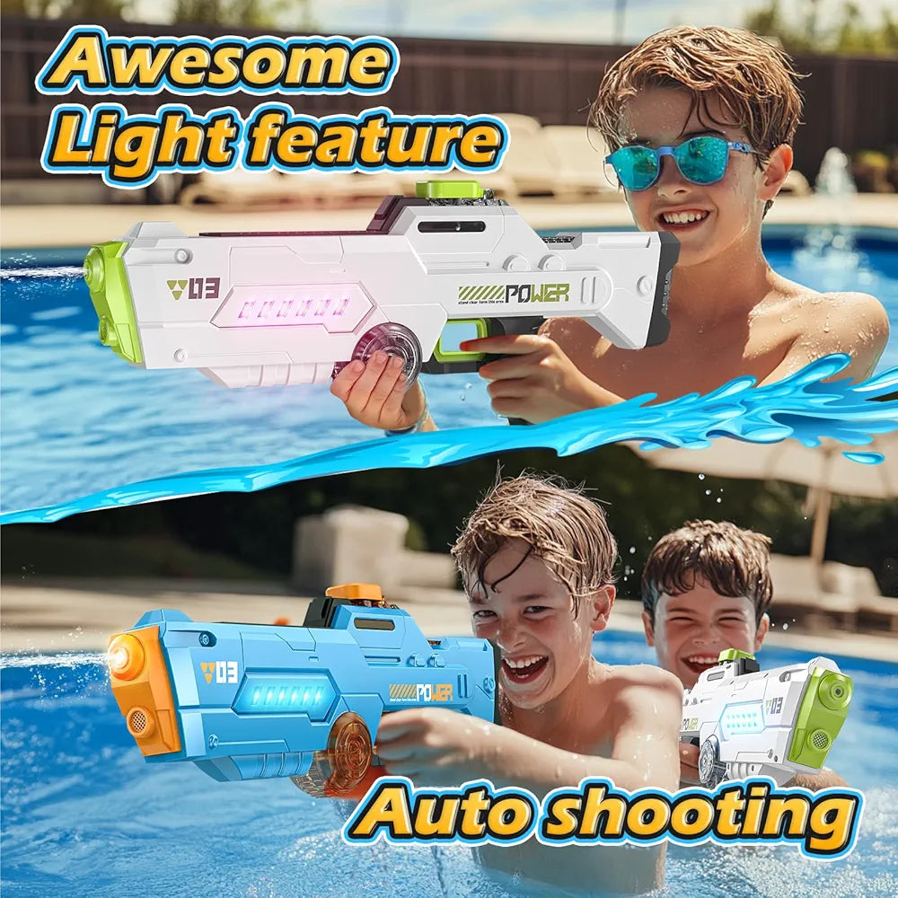 Electric Water Gun for Adults Kids,Powerful Automatic Squirt Gun with Light,High Powered Water Blasts,Auto Refill Long Range,Pool Party Swimming Outdoor Summer Toy Game for Boy Girl