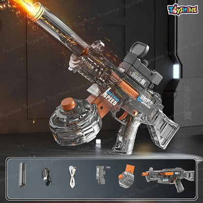 UMP45 Submachine Design Electric Automatic Water Gun Toy with Light, Powerful Rechargeable Squirt Holi Water Toy Gun Outdoor Play Kids Girls Boys 4+, Black