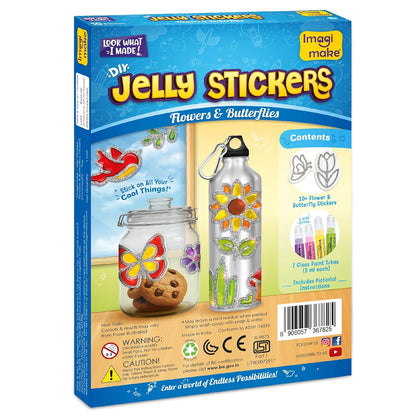 Jelly Stickers – Flowers & Butterflies | 3D Gel Stickers Craft Kit for Kids | Window, Bottle & Mug Decoration | Non-Toxic Glass Paints | Age 3+