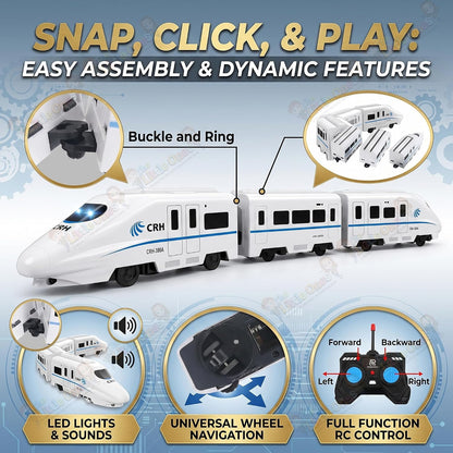 The Little Ones Remote Control Train Set - RC Toy Train with Track Set for Kids Boys & Girls Train Set Toys with Light Sound & Spray Flashing Light,...