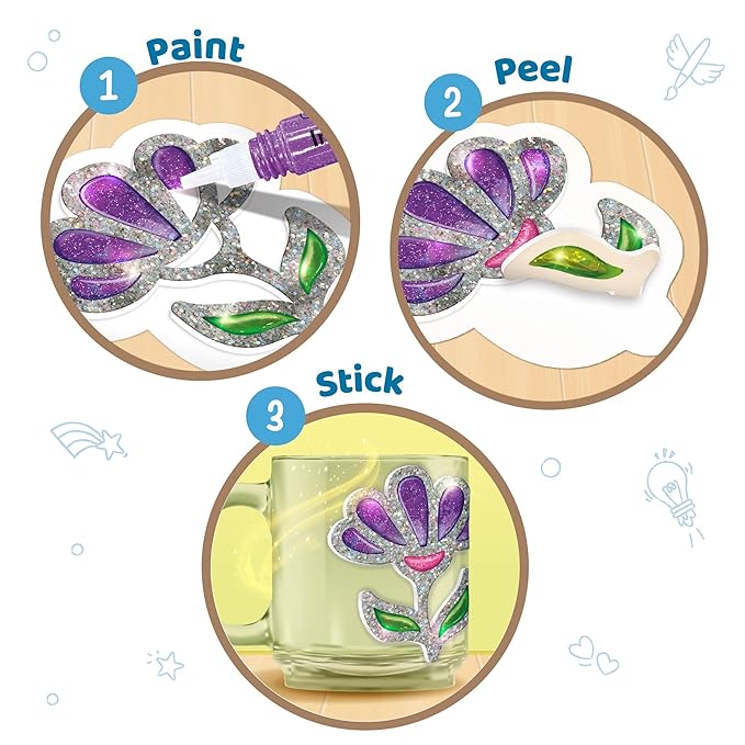 Jelly Stickers – Flowers & Butterflies | 3D Gel Stickers Craft Kit for Kids | Window, Bottle & Mug Decoration | Non-Toxic Glass Paints | Age 3+