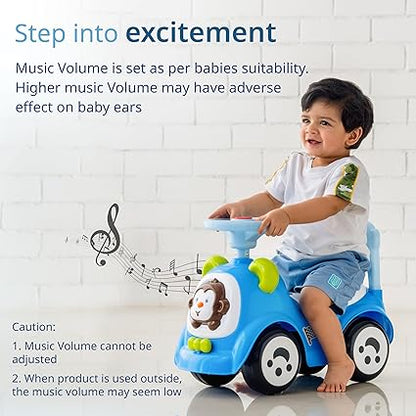 LuvLap Sunny Ride on & Car for Kids with Music & Horn Steering, Push Car for Baby with Backrest, Safety Guard, Under Seat Storage & Big Wheels, Ride on for Kids 1 to 3 Years Upto 25 Kgs (Blue)