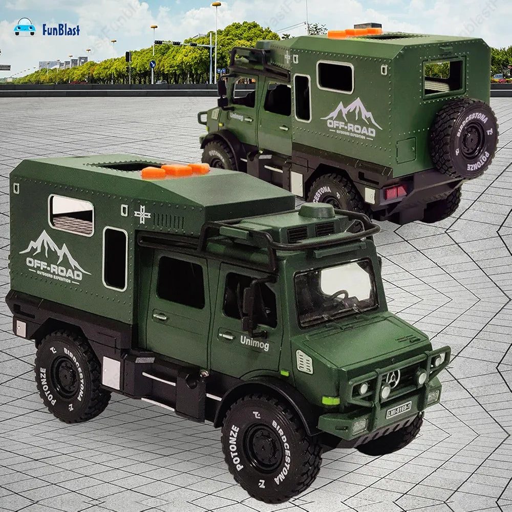 FunBlast Military Truck Toy for Kids, Pull Back Truck Toy, Off Road Army Vehicle Trucks Toys, Friction Power Toys Battle Field Trucks with Light & Sound for 3+ Years Old Boys, Girls, Kids (Green)