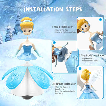 ZHAN DULCE Dancing Princess Toy for Girls,Ice Princess Interactive Spin Robot Toys with Music&Colorful Lights,Birthday Toys for Kids Ages 3 4 5 6