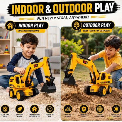 Remote Control JCB Excavator Toy for Kids, Rechargeable Construction Digger with USB Charging, 6 Function Controller, Realistic Arm Movement, LED Lights...
