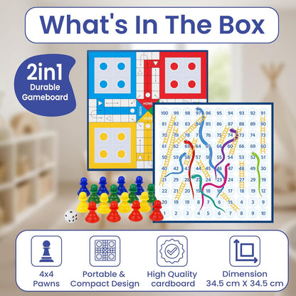 Ratna's Magnetic Snakes and Ladders with Ludo Board Game for Kids and Family Fun