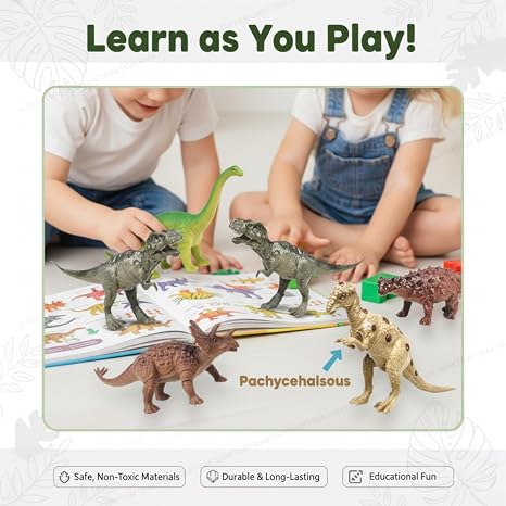 SHAKTISM Dinosaur Toys Set, 6 Pieces Realistic Figures, Educational Pretend Play Set for Kids 3+ Years (Dinosaur 6Pc D1)