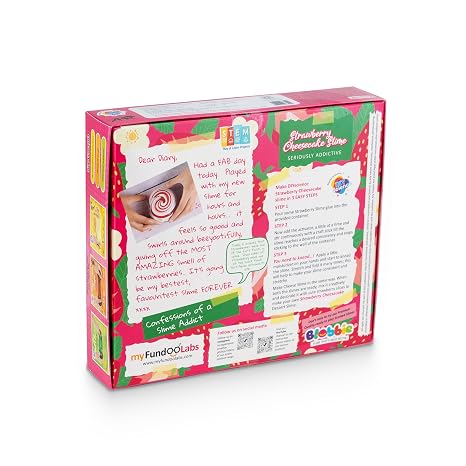Strawberry Cheesecake 2-in-1 Slime Kit | Make Ultimate Strawberry & Cheese Scented Slime | Strawberry Toppings | Super Stretchy and Satisfying | Ideal for Gifting | Age 8+