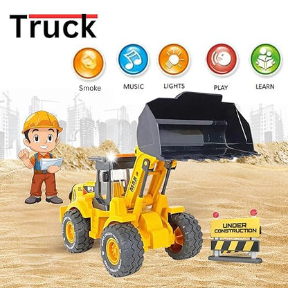 LUMO Jumbo Bulldozer Toy – Big Size Friction Powered Construction Vehicle with Lights, Sounds, Real Smoke Effect & Moving Parts