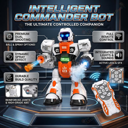 RC Robot Toy | 2.4GHz Remote Control | Mist Spray, Soft Foam Projectile Launcher & LED Lights | Rechargeable Interactive Robot Toy for Boys & Girls...