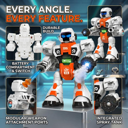 RC Robot Toy | 2.4GHz Remote Control | Mist Spray, Soft Foam Projectile Launcher & LED Lights | Rechargeable Interactive Robot Toy for Boys & Girls...